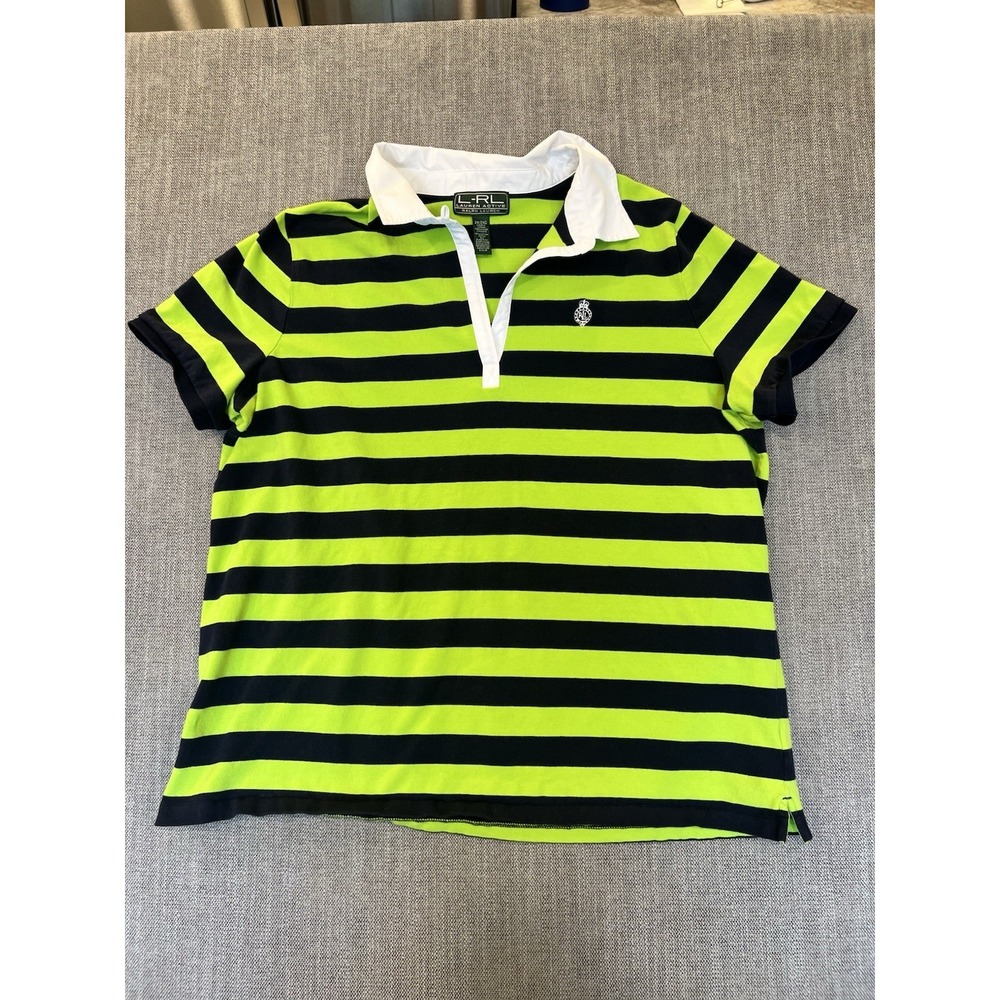 Lauren Ralph Lauren Active Rugby Polo Shirt Women's 2X Green Striped